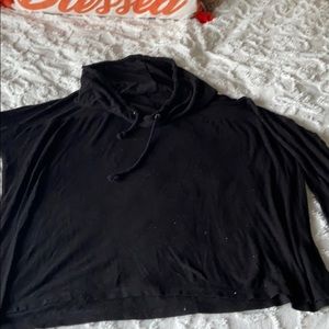 Black swingy cowl/hoodie top